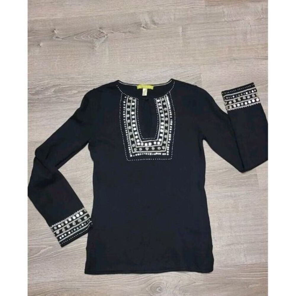 Sigrid Olsen Women's Black Beaded Top‎ Size XS